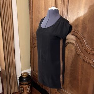 KOCH 100% Raw Silk Mini Dress Black with Brown Side Stripe
